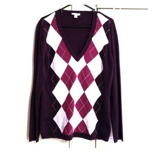 Plum Argyle Sweater